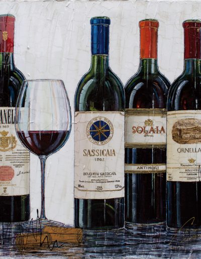Tableau de bouteilles de vins - Les meilleurs domaines toscans
