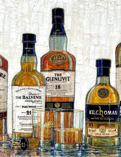 Cinq grandes bouteilles de scotch whisky de grandes renommés