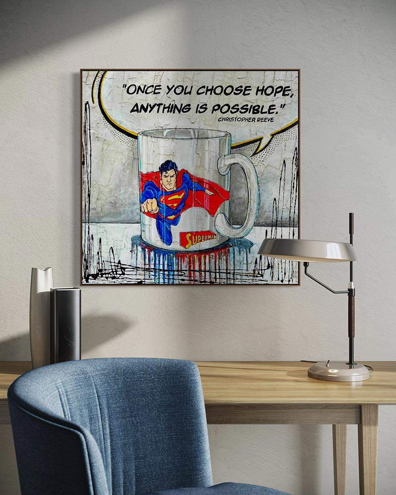 Œuvre originale « Anything is possible » de Nathalie Chiasson intégrée dans un décor intérieur