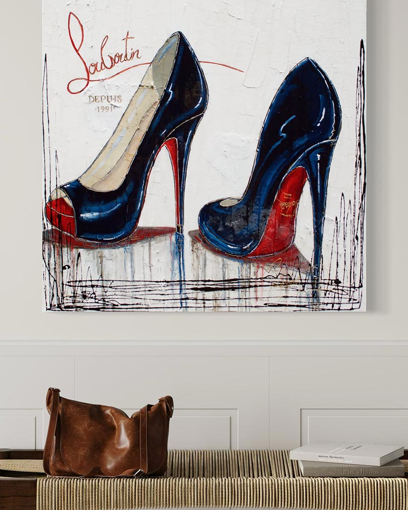 Original artwork "Les essentiels" by Nathalie Chiasson displayed in an interior setting