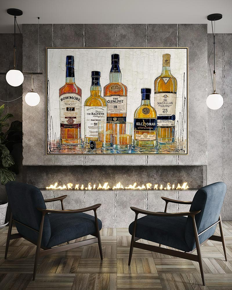 Original artwork "Les incontournables" by Nathalie Chiasson displayed in an interior setting