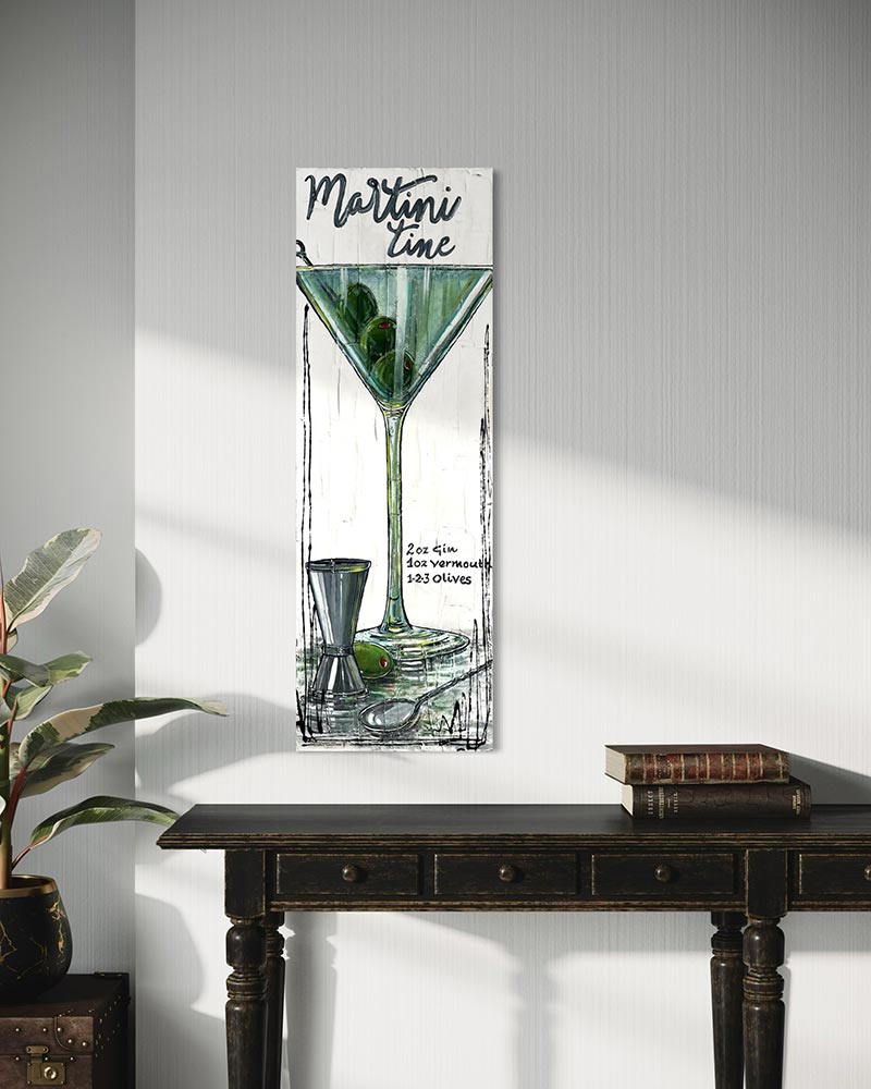 Œuvre originale « My Martini Time » de Nathalie Chiasson intégrée dans un décor intérieur