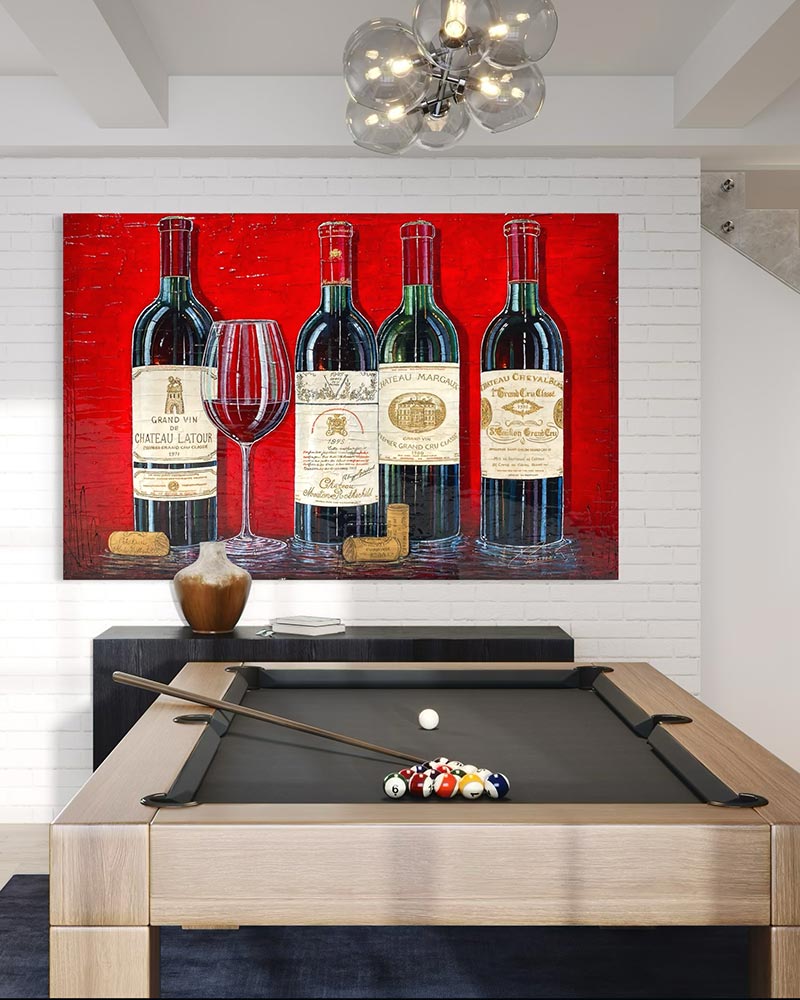 Original artwork "Quatuor légendaire" by Nathalie Chiasson displayed in an interior setting