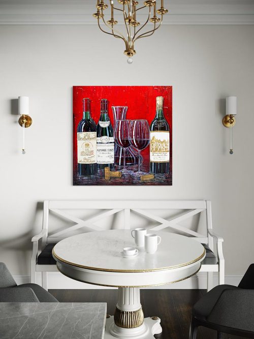 Œuvre originale « Rouges divins » de Nathalie Chiasson intégrée dans un décor intérieur