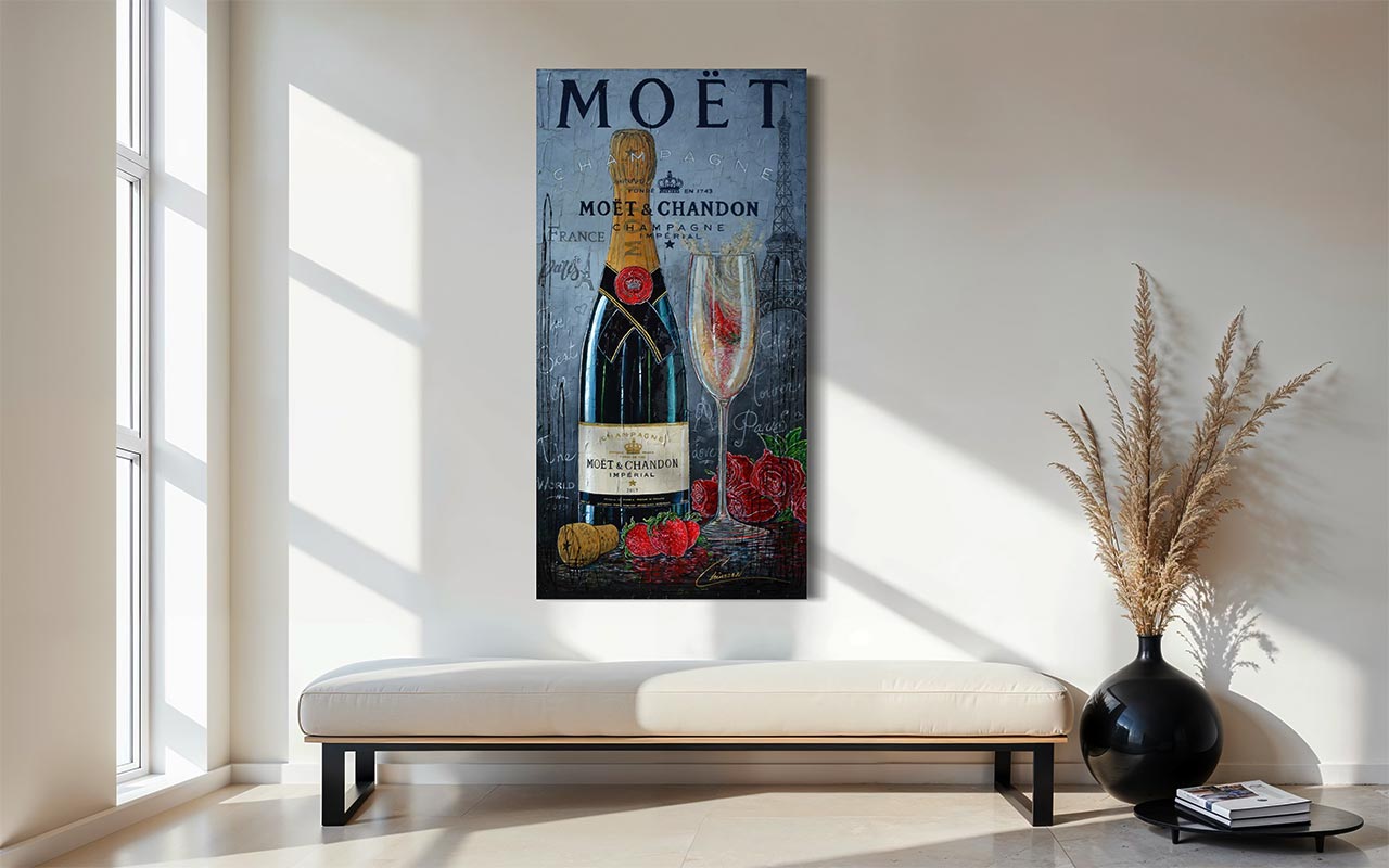 Œuvre originale de Nathalie Chiasson - Charmes & Champagne - 24×48
