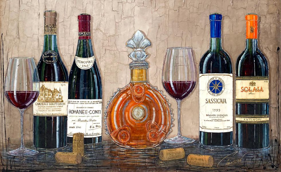 Original artwork by Nathalie Chiasson - Vins en famille - 30x48