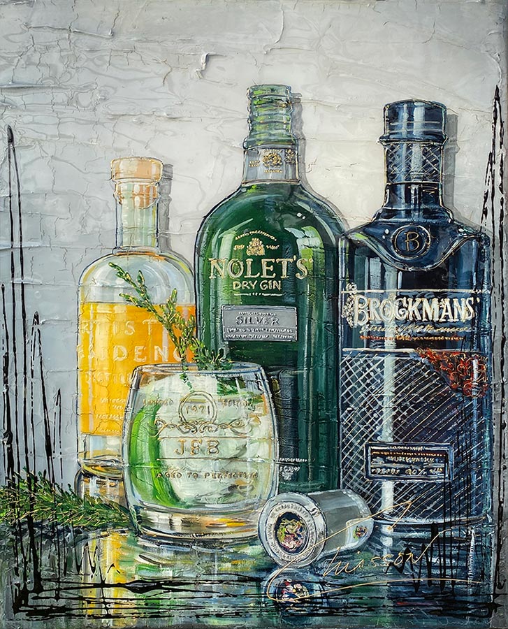 Œuvre originale de Nathalie Chiasson - Connaisseur de Gins - 20x24