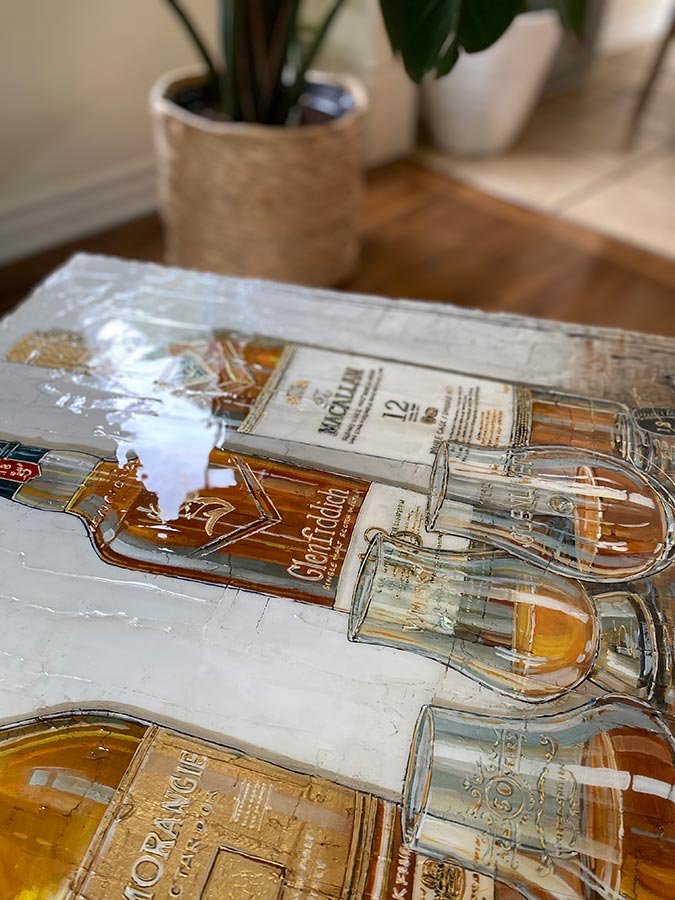 Macro plan sur l'œuvre ; Passion & Scotchs - 30x30