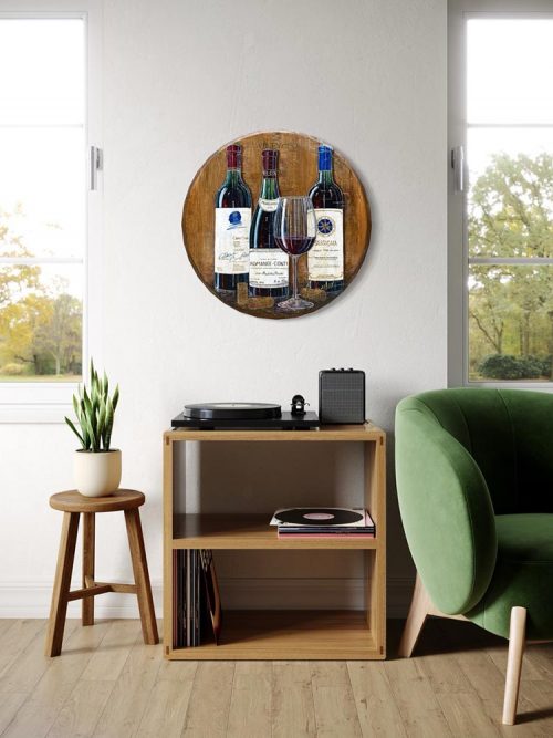 Œuvre originale « Trio de sélection » de Nathalie Chiasson intégrée dans un décor intérieur