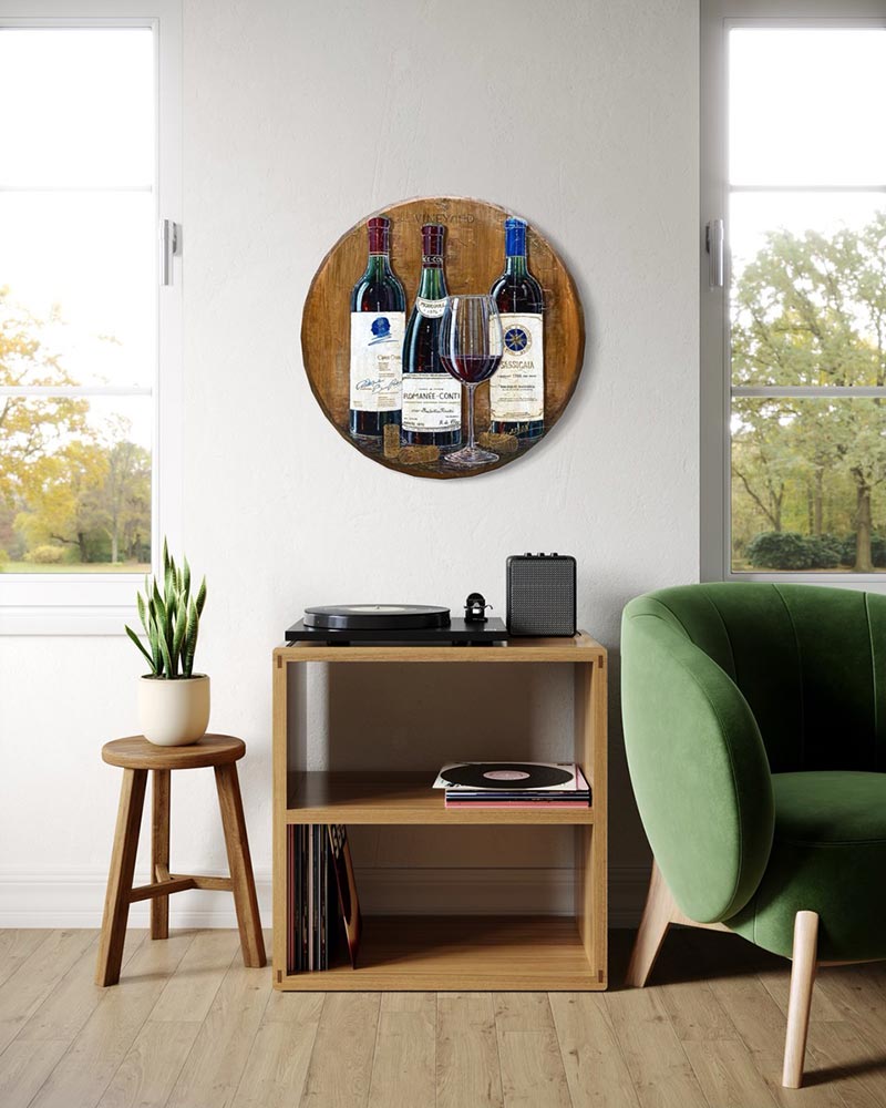 Œuvre originale « Trio de sélection » de Nathalie Chiasson intégrée dans un décor intérieur