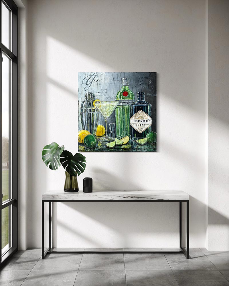 Œuvre originale « Fraîcheur exquise » de Nathalie Chiasson intégrée dans un décor intérieur